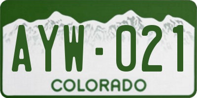 CO license plate AYW021