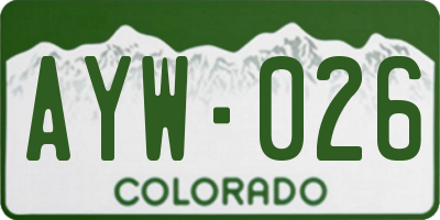 CO license plate AYW026