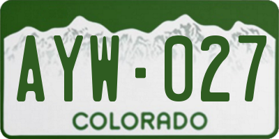 CO license plate AYW027