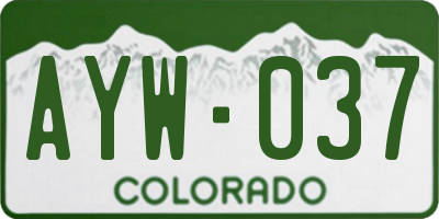 CO license plate AYW037