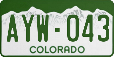 CO license plate AYW043