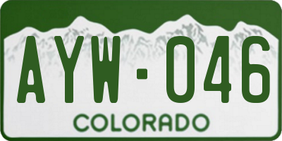 CO license plate AYW046