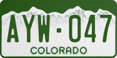 CO license plate AYW047