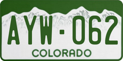 CO license plate AYW062