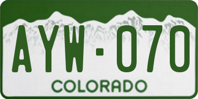 CO license plate AYW070
