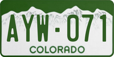 CO license plate AYW071
