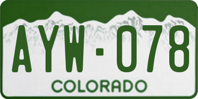 CO license plate AYW078