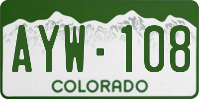 CO license plate AYW108