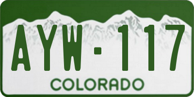 CO license plate AYW117