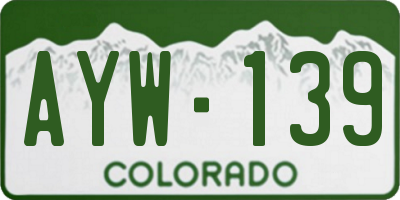 CO license plate AYW139