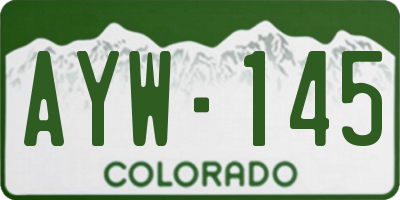 CO license plate AYW145