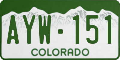 CO license plate AYW151