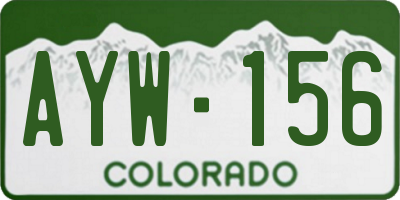 CO license plate AYW156