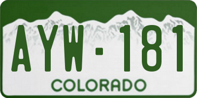 CO license plate AYW181