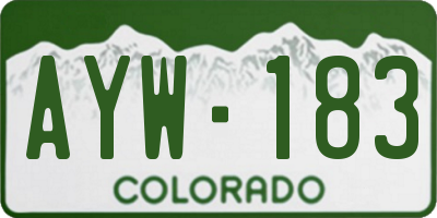 CO license plate AYW183
