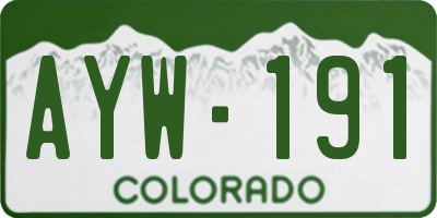 CO license plate AYW191