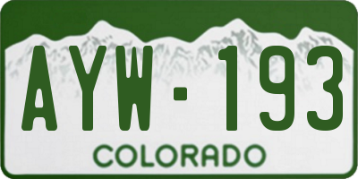 CO license plate AYW193