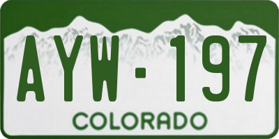 CO license plate AYW197