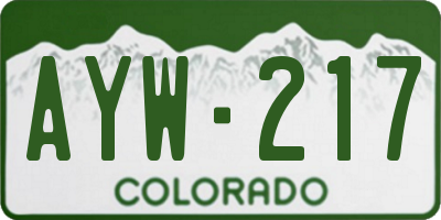 CO license plate AYW217