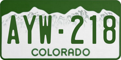 CO license plate AYW218