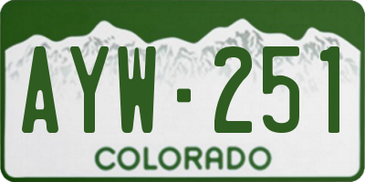CO license plate AYW251