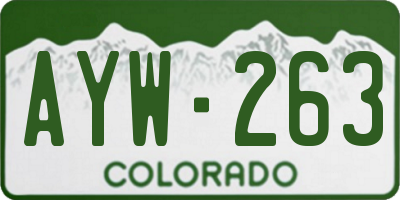 CO license plate AYW263