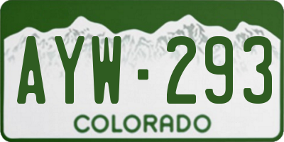 CO license plate AYW293