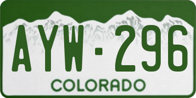 CO license plate AYW296