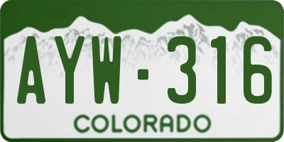CO license plate AYW316