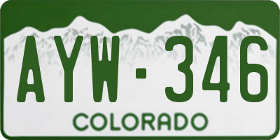 CO license plate AYW346
