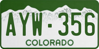 CO license plate AYW356