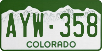 CO license plate AYW358