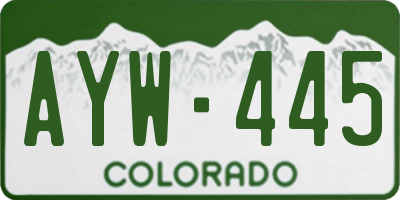 CO license plate AYW445