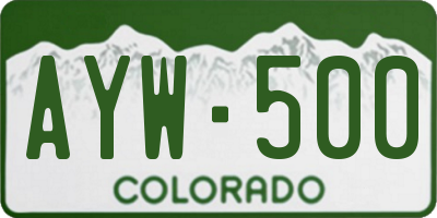 CO license plate AYW500