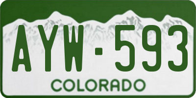 CO license plate AYW593