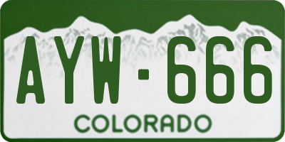 CO license plate AYW666