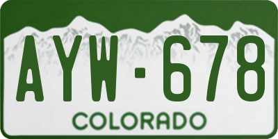 CO license plate AYW678