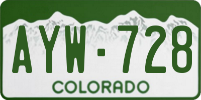 CO license plate AYW728