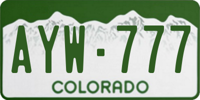 CO license plate AYW777