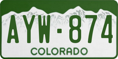 CO license plate AYW874