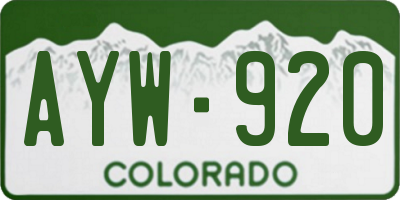 CO license plate AYW920