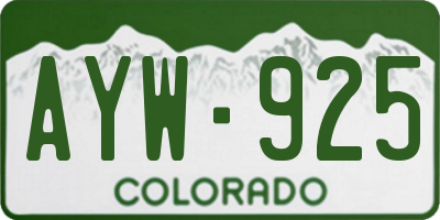 CO license plate AYW925