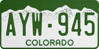 CO license plate AYW945