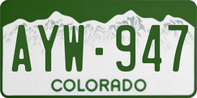 CO license plate AYW947