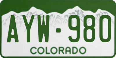 CO license plate AYW980
