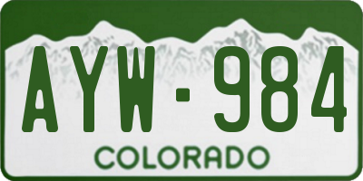 CO license plate AYW984