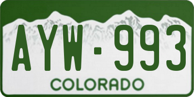 CO license plate AYW993