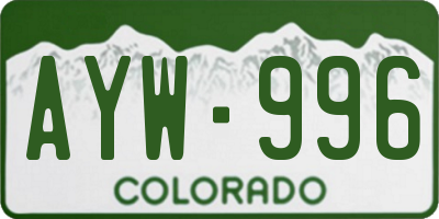 CO license plate AYW996