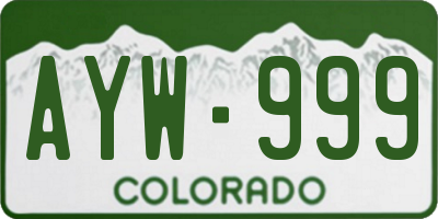 CO license plate AYW999