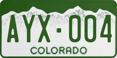 CO license plate AYX004